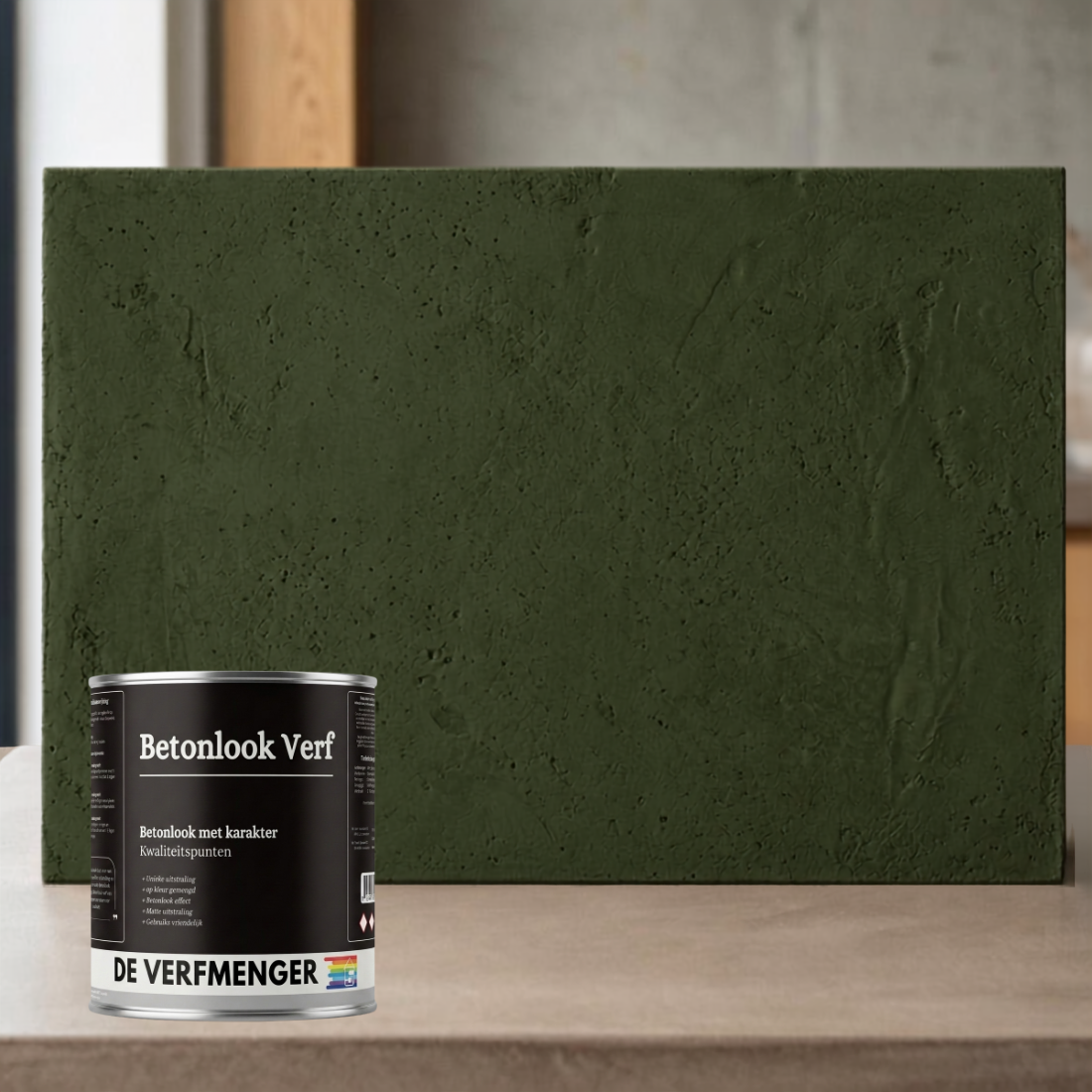 Betonlook Verf Puur Groen No. 605 - Kleurstaal